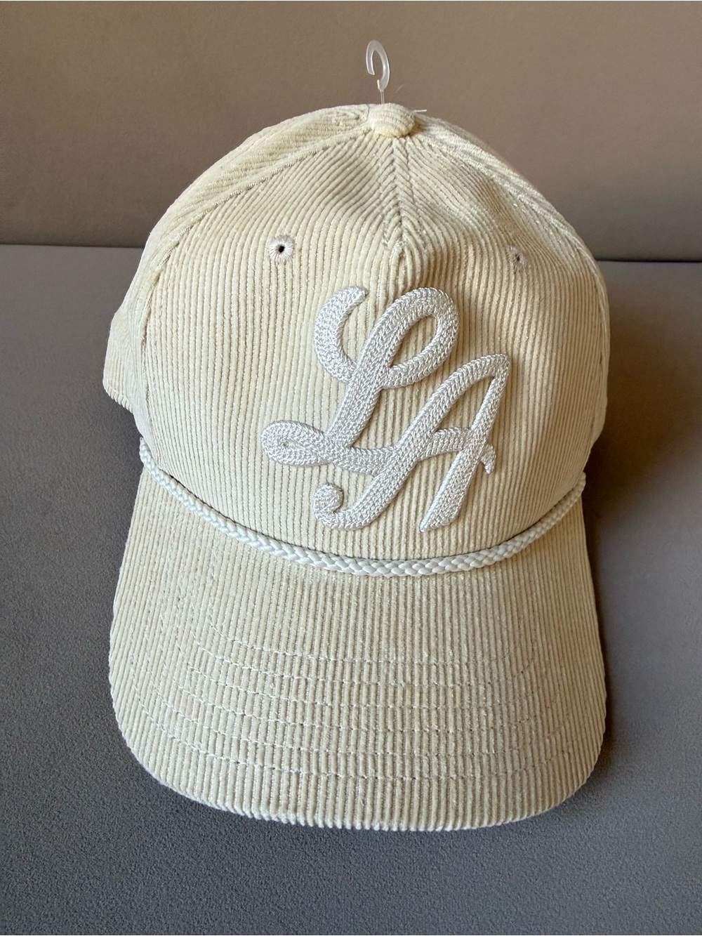 MAD Engine Corduroy LA Baseball Cap in Cream